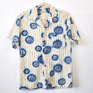 Vintage Guy Romo Chinese Coin Button Up Shirt Sz M